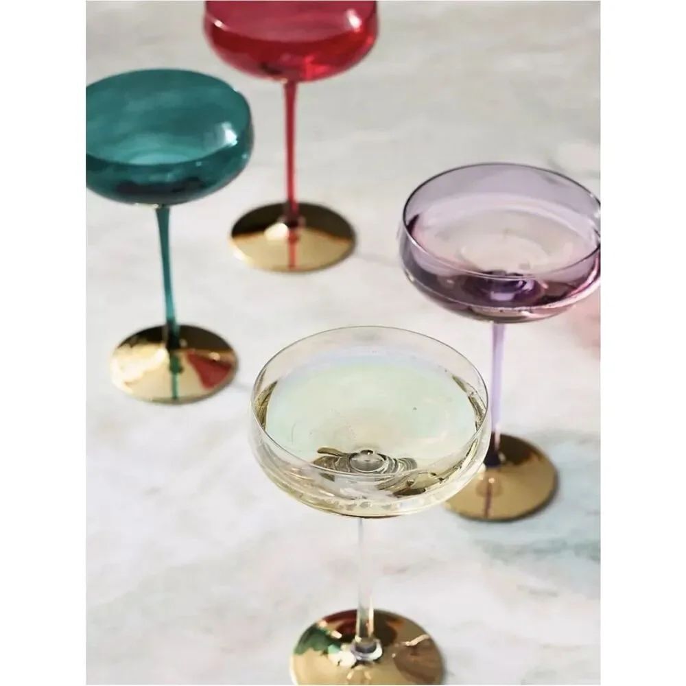 Anthropologie Camille Coupe Glasses Set Of 4 Mixed Colors